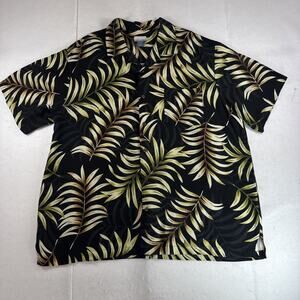 Breakwater Hawaiian Aloha Palm Vacation Shirt Short Sleeve Black Tropical XXL